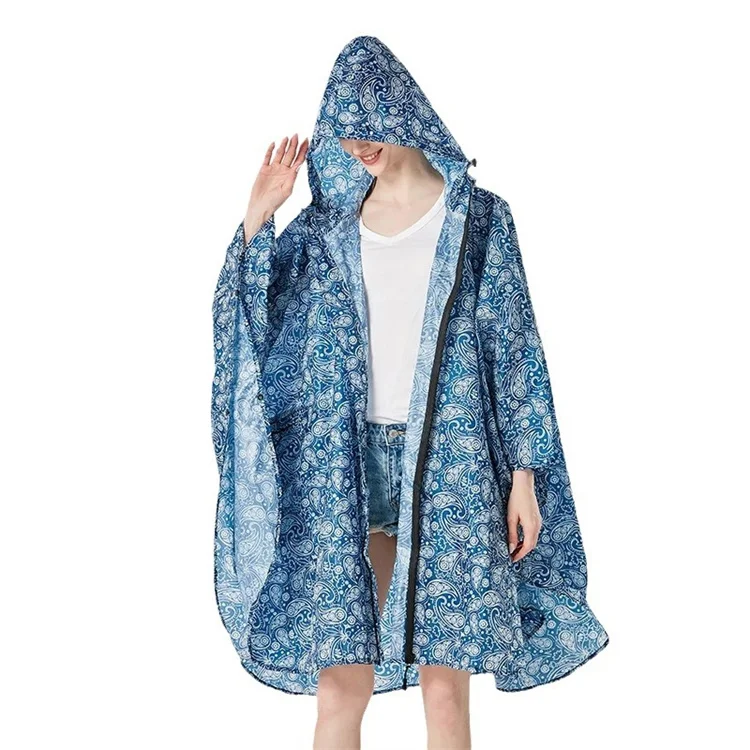 New Adult Polyester Cape Raincoat for Men Women Outdoor Hiking Backpacking Riding Anti-Drift Poncho with Water-Resistant Zipper