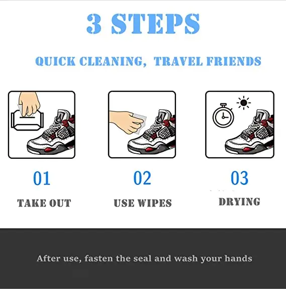 Shoe Shine Wipes Individually Wrapped Convenient Size shoes sneaker wet wipes cleaner tight wipes sneaker and shoe cleaner