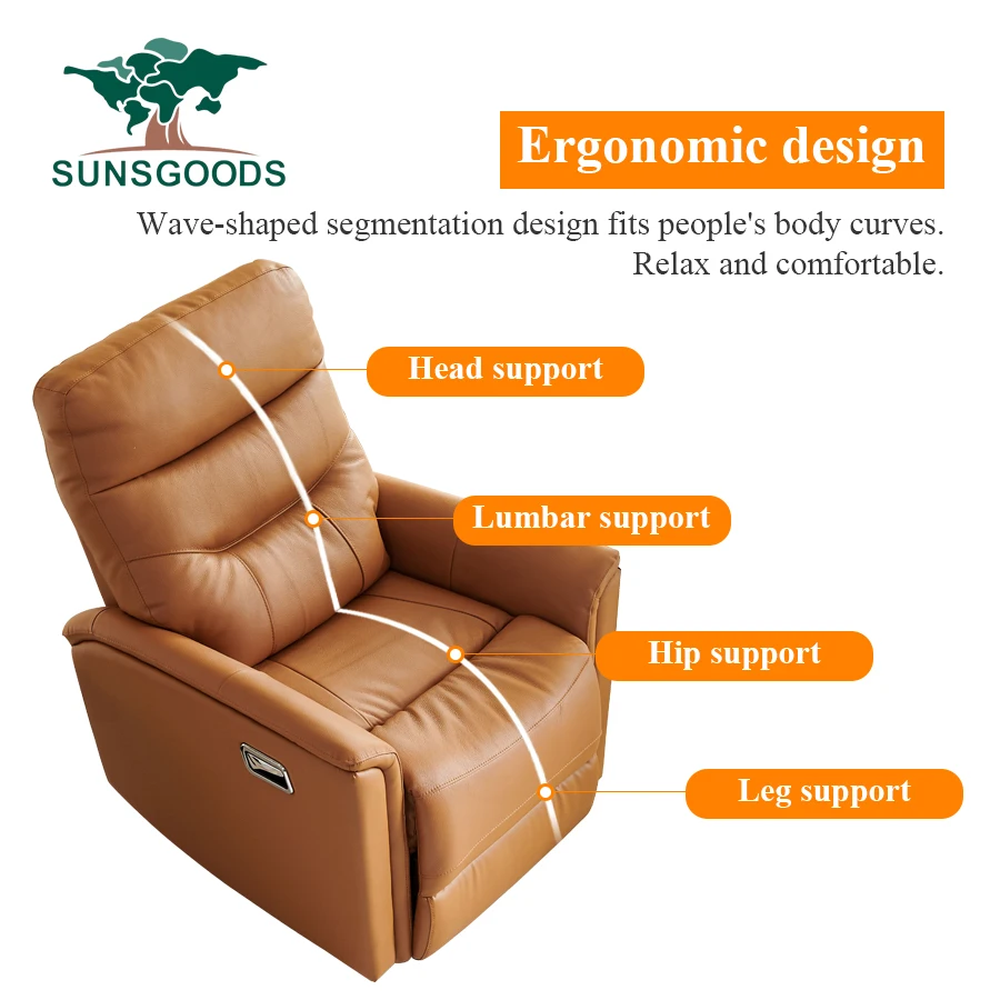 Manual or Electric Single Relax European Lazy Boy Modern Leisure Genuine leather Customized Color Reclining Chairs For Sale