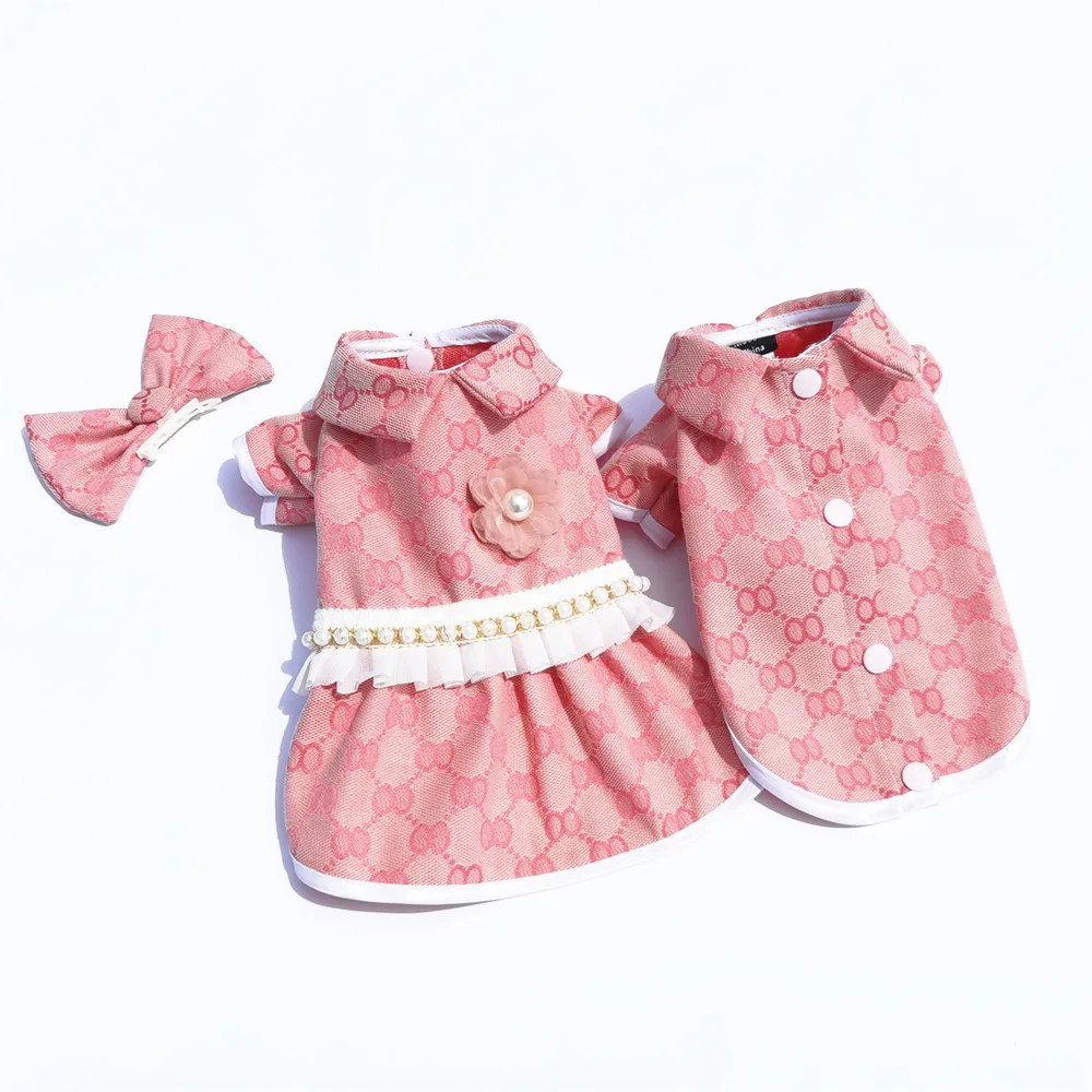 Manufacturers direct pet supplies trend brand bulldog fat big clothes lovers dog dress and shirt pink