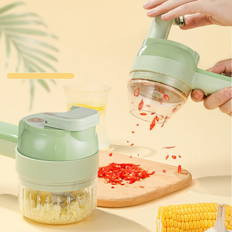 Smart Gadgets Electric Slicer Kitchen Chopper hand held food processor portable 4 in 1 handheld Electric Vegetable Cutter Set