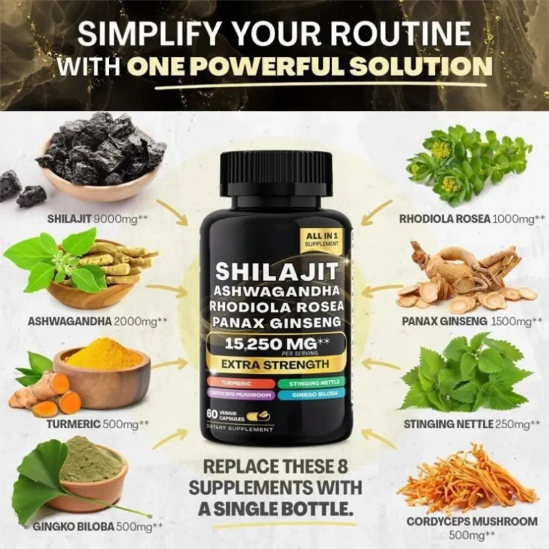 Hot Selling OEM Manufacturer ODM Himalayan Shilajit Capsules Mineral With Magnesium Rich Humic Fulvic Acid Extract Himalayan
