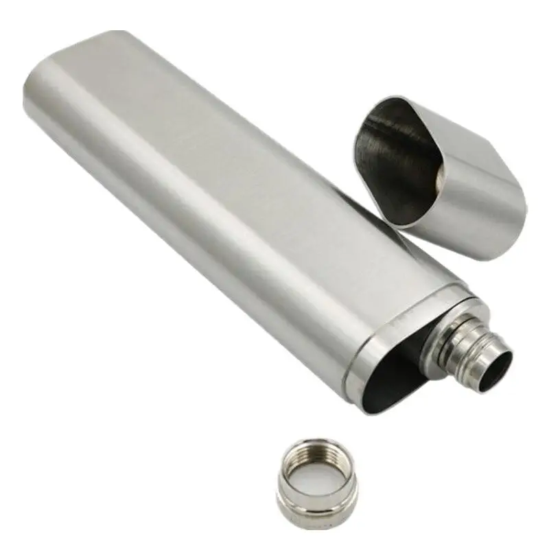Two-in-one Brushed Cigar Flask 1 Cigar Holder and 2 Oz 304 Stainless Steel Tube Flask Combo Pocket Container