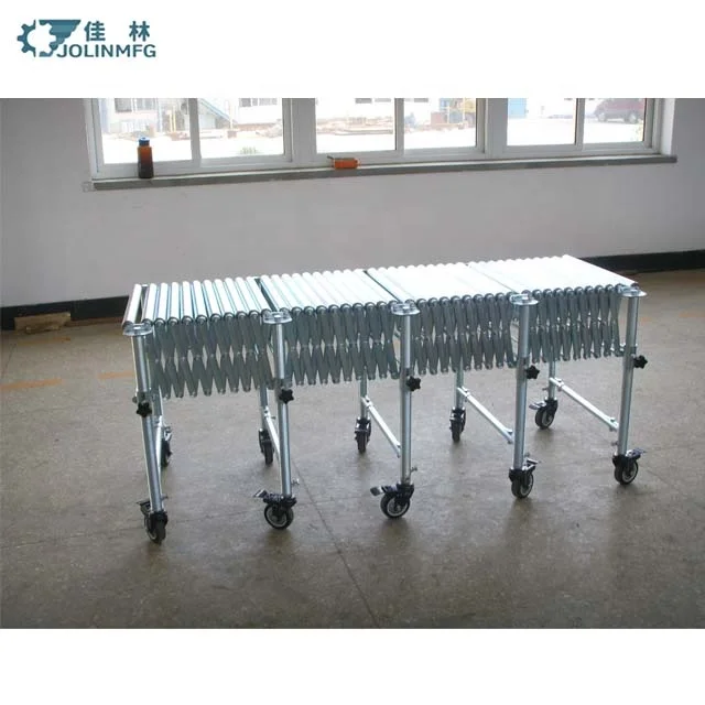 Гибкий расширяемый роликовый конвейер для разгрузки контейнерного грузовика, картонный Телескопический конвейер