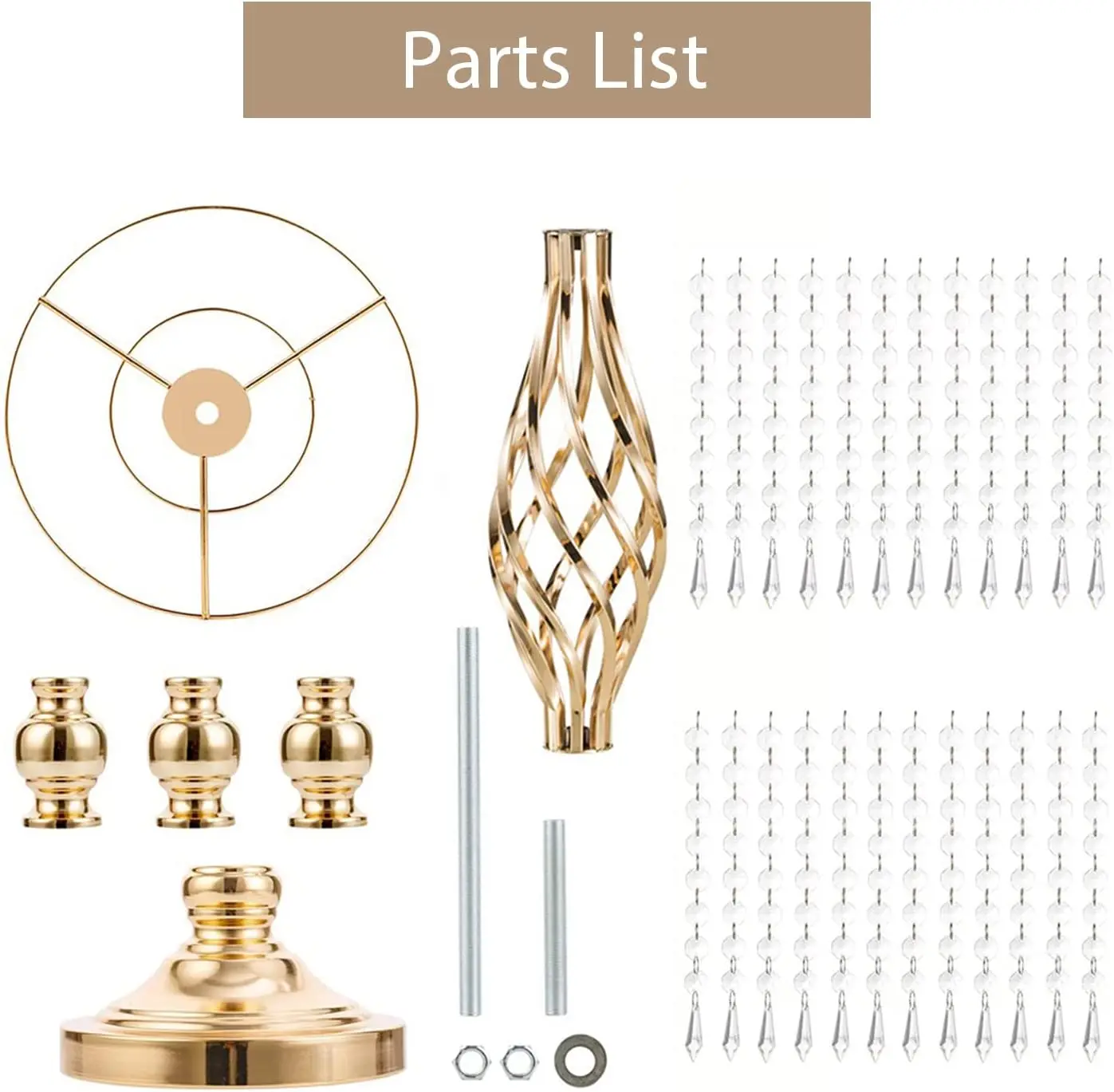 Metal Gold Wedding Centerpieces Table Decorations Flower Stand Vases Holder with Crystal Bead Chain For Party Wedding Decor