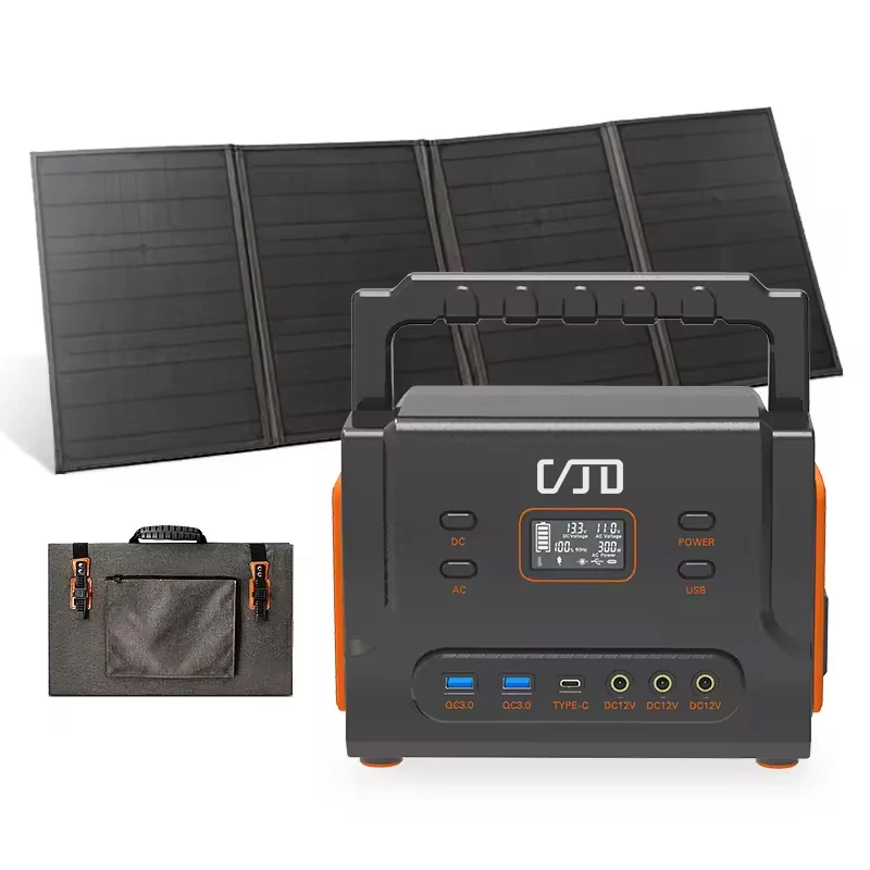 CJD Portable Power Bank Station Solar Power Generator 500W For Camping Outdoor Car Power Station