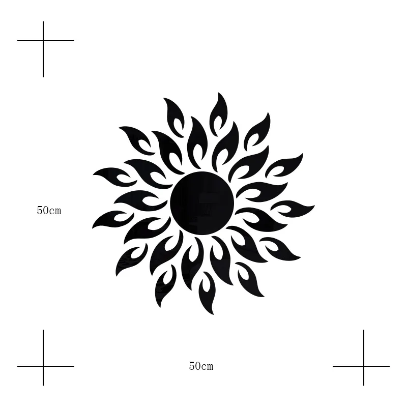 Removable Acrylic Mirror Sticker Sun Flower Wall decor Home decorations