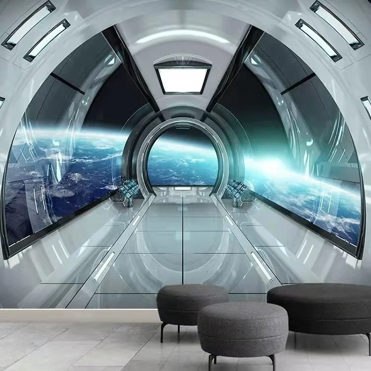 3D technology sense wallpaper e-sports hall wallpaper printing mural space star wall cloth peel and stick