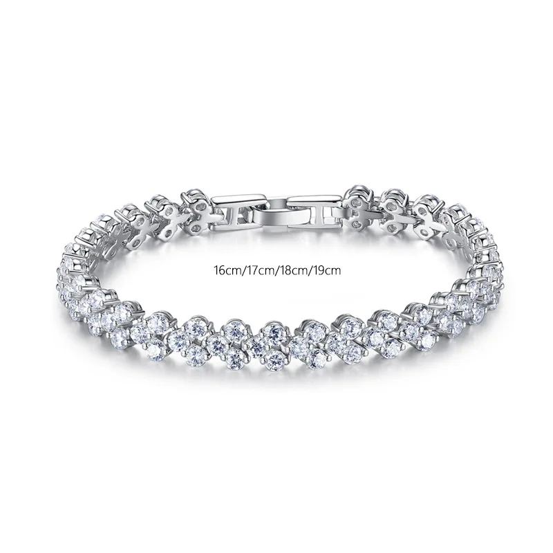 Firstmadam Shiny S925 Sterling Silver Bracelet High Quality Tennis Bracelet Women