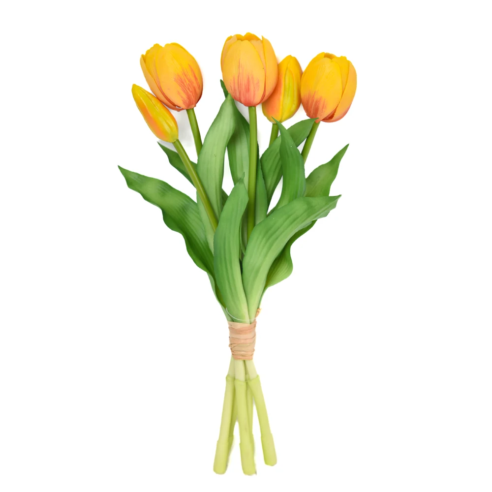 Factory high quality plastic 5 heads bouquet fake tulips artificial flowers silicon tulips real touch