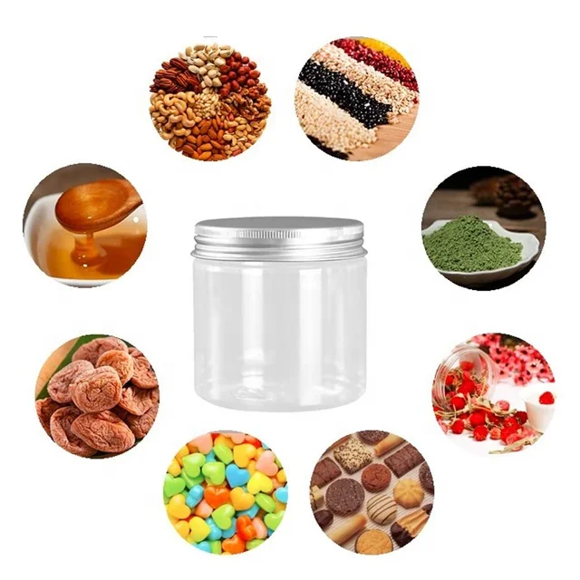 Food Grade PET Material Transparent Round Food Salad Jar 250ml 300ml 500ml 1000ml with Air-tight Lid