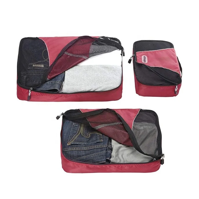 3 Sets of travel compression packing cubes  travel bag organizer set