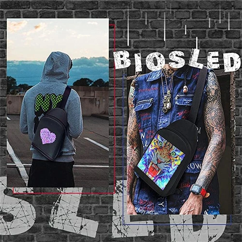 Waterproof Programmable Laptop Travel Smart Multimedia DIY LED Advertising Backpack with display for outdoor sports