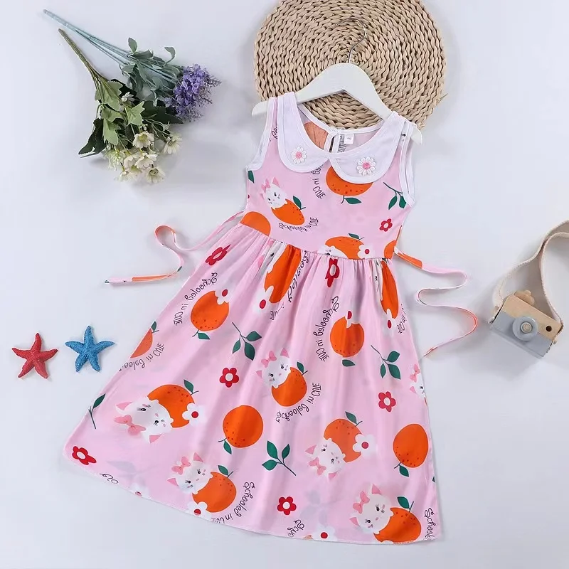 2022 new design ruffle sleeve dress lovely animal print summer children girl dress clothes