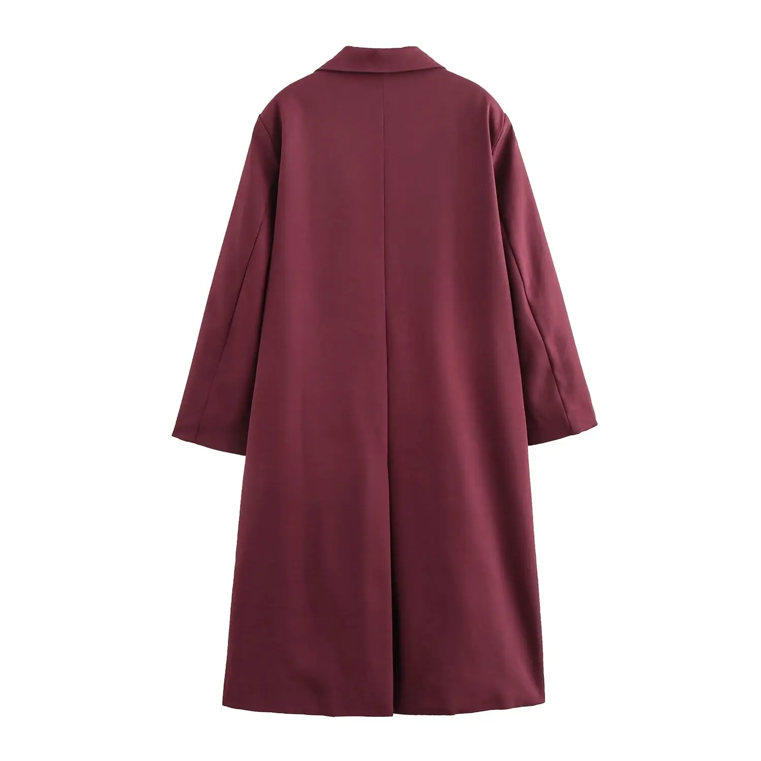 PB&ZA Women 2024 Autumn New Fashion Ancola red vintage trench Coat Vintage Long Sleeve Female Chic Overcoat