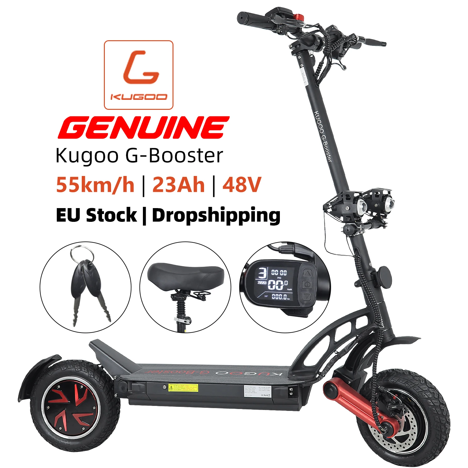 Высокоскоростной электрический скутер Kugoo G 48 В 23 А · ч 800 Вт * 2
