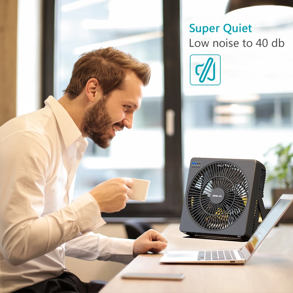 OPOLAR 8 Inch Low Noise Mini Desk Fan with Timer Portable USB Powered Electric Fan Air Cooling Small Stand Table Fans