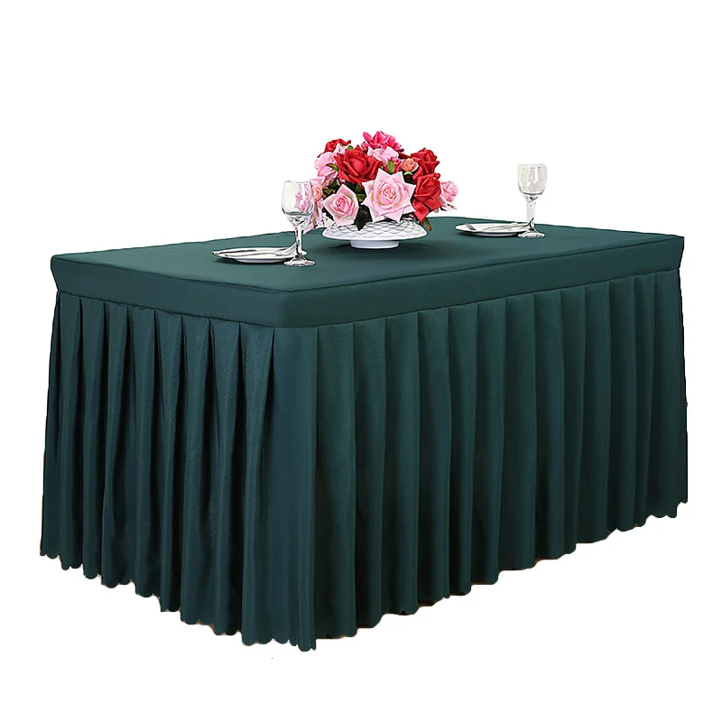 Wholesale cheap rectangle polyester wedding banquet tablecloth washable separated table skirt