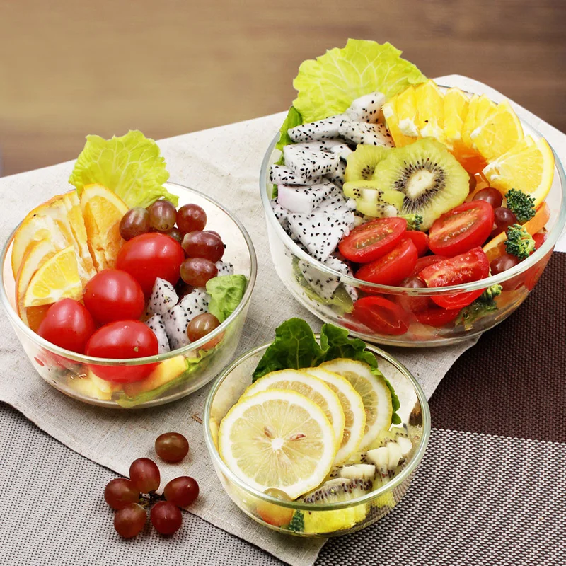 High Quality Transparent Large borosilicate Glass Bowls for Kitchen Fruit Salad Bowls