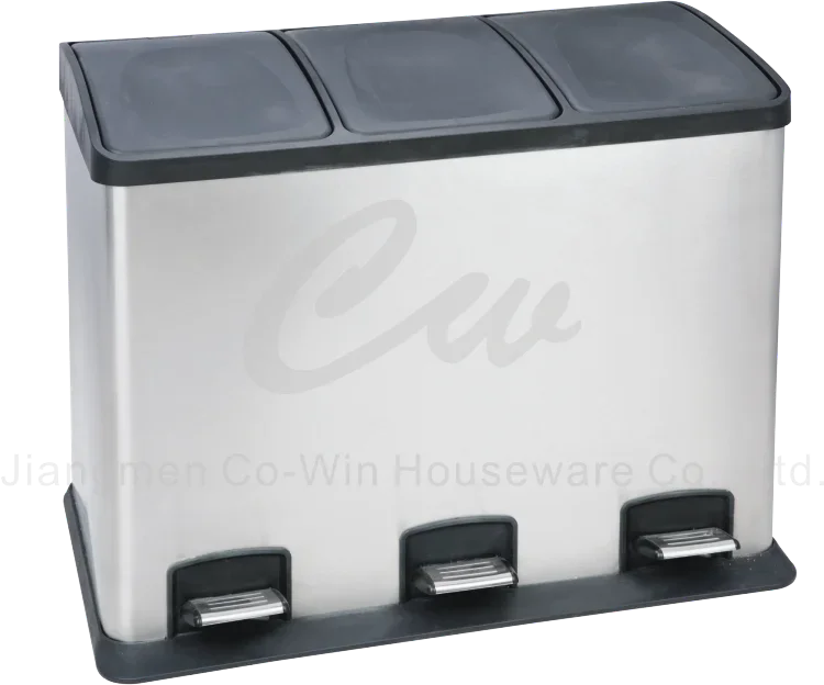 16 Gallon Modern Style Stainless Steel Pedal Bin Waste Bin Trash Bin with Plastic Inner Bucket Rectangular Kitchen Trash Can