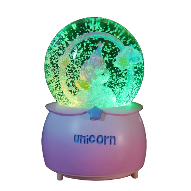 Новый хрустальный шар с единорогом, падающий снегом, высокого качества