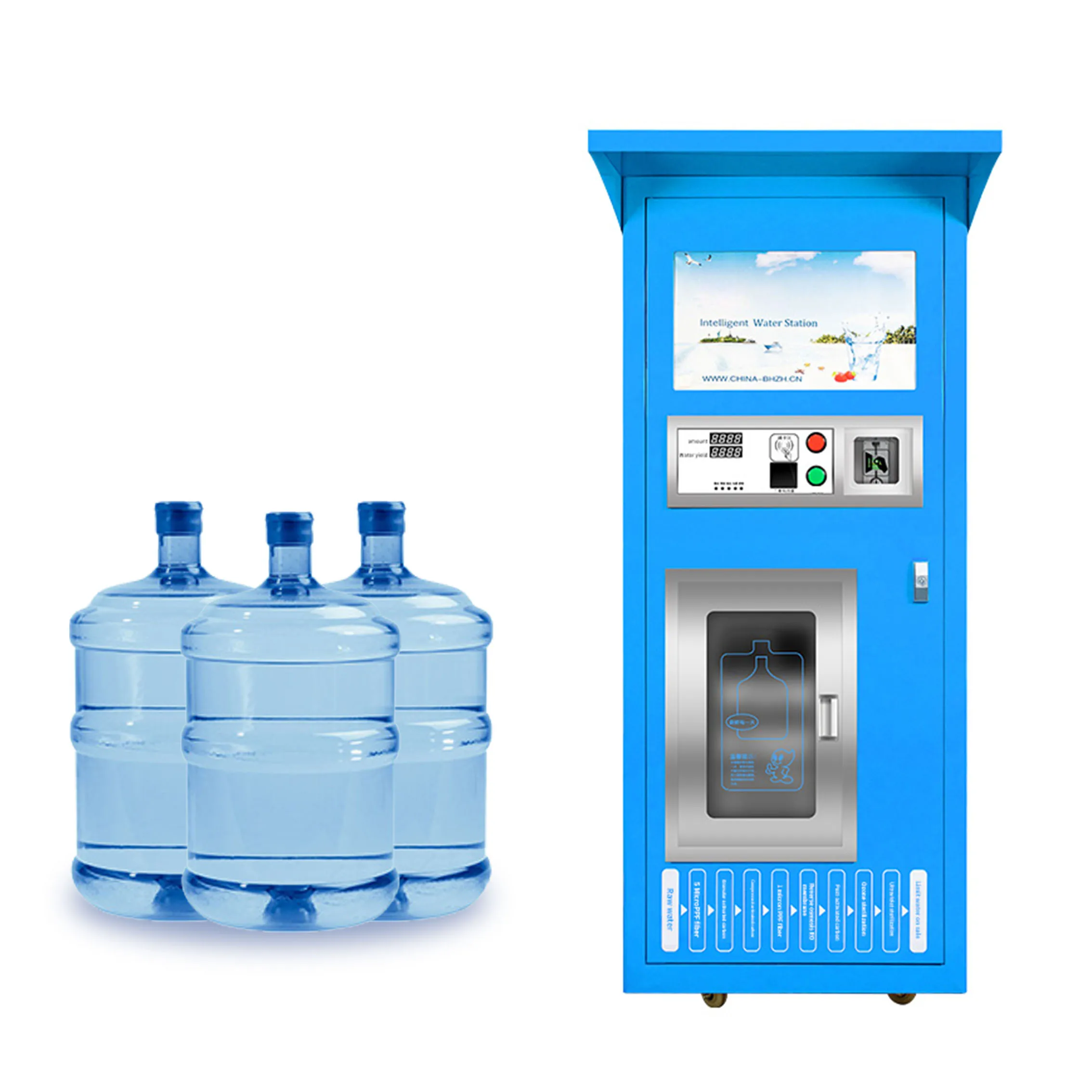 Reverse Osmosis Small Refill blue red color Ro Drinking Purified Bottled filling Water Vending plant Machine For Drinking Water
