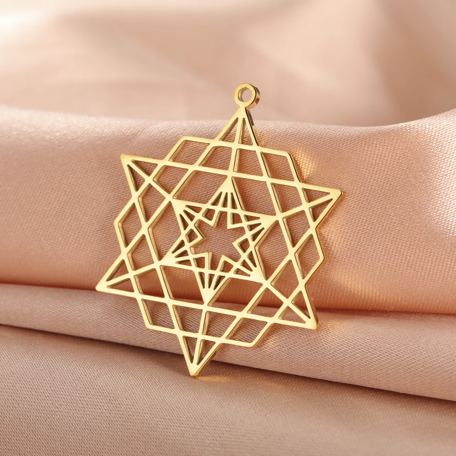 Vintage Hollow Star Of David Pendant  Stainless Steel Star Of David Charm Gold Plated Jewelry Accessories For Necklace Bracelet