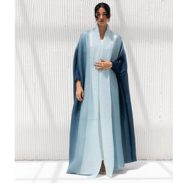 Sheen Bohemian High Quality Miyake Gradient Plus Size Loose abaya femmes robe musulmane long abayas for women muslim