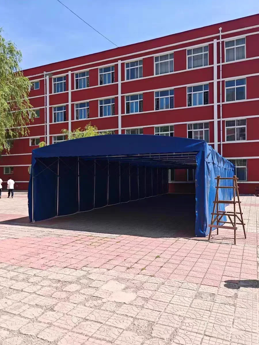 Push Pull Rainproof Shelter Large Mobile Warehouse Shed Outdoor Retractable Sunshade Activity Canopy Tent