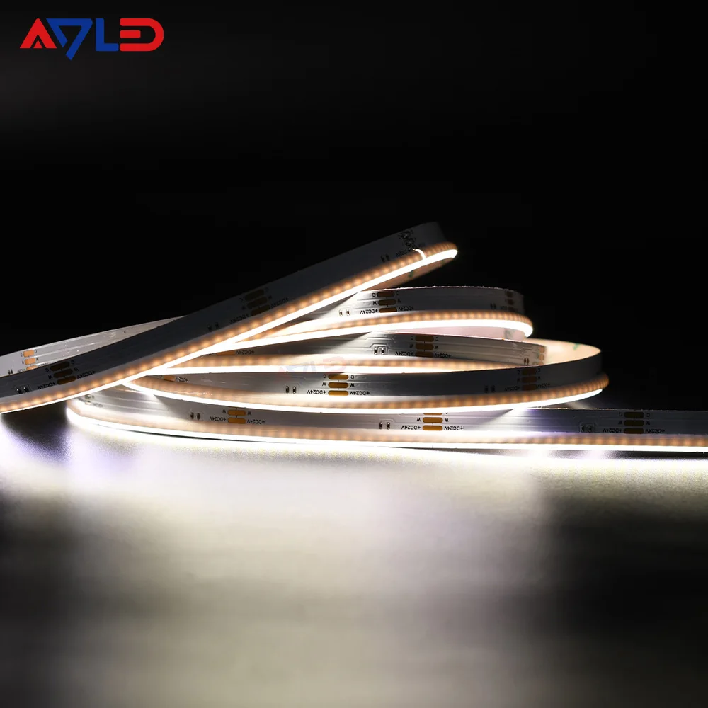 COB LED Strip Light Side Emitting 640 leds/m Dual White CCT ip20 24v for Under Cabinet Bedroom Kitchen Mirror DIY Lighting