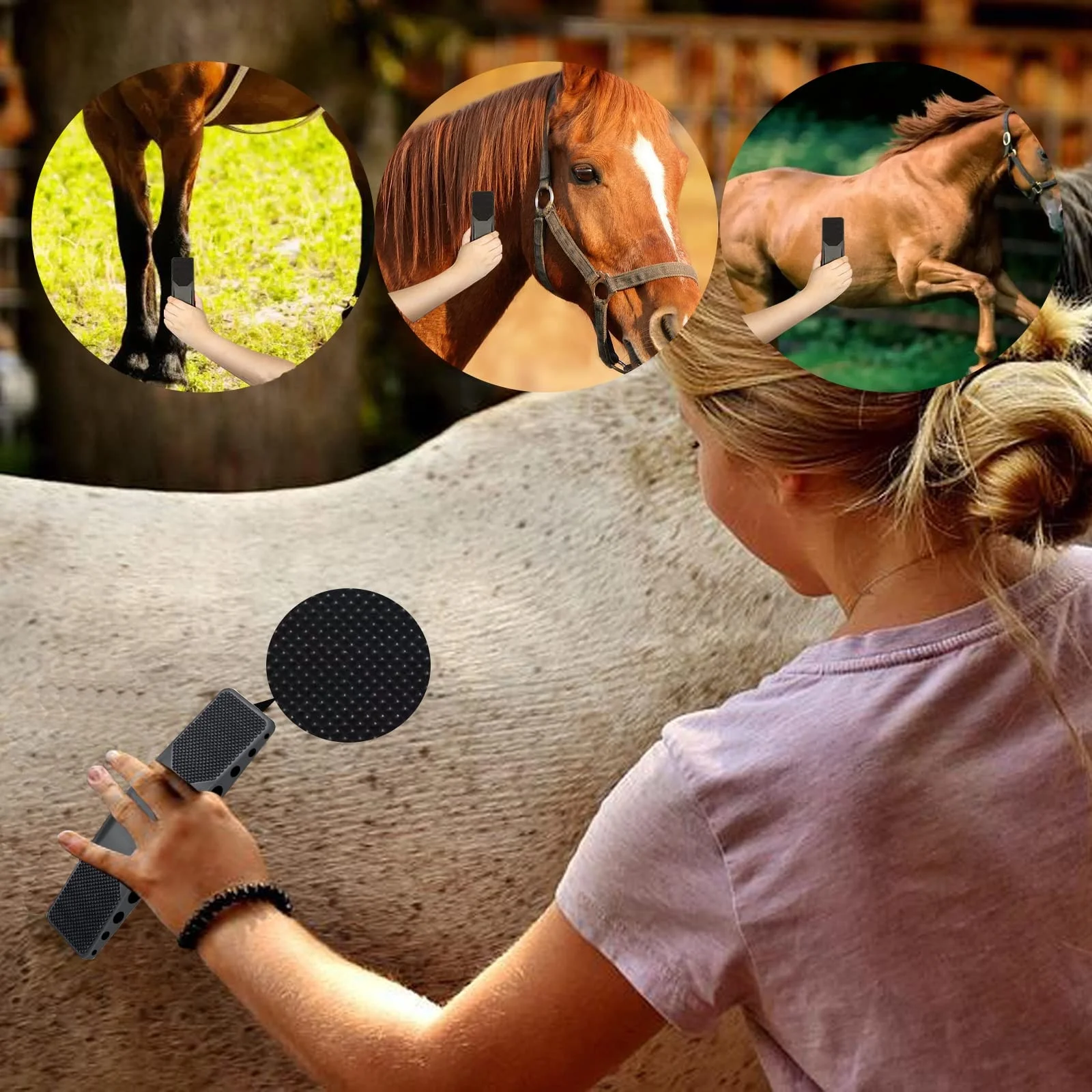 6in 1 Shedding Grooming Massage Brush Horse Haire Brush Pet Grooming Brush for Horses Dogs Comb Washing Massage Grooming & Shed