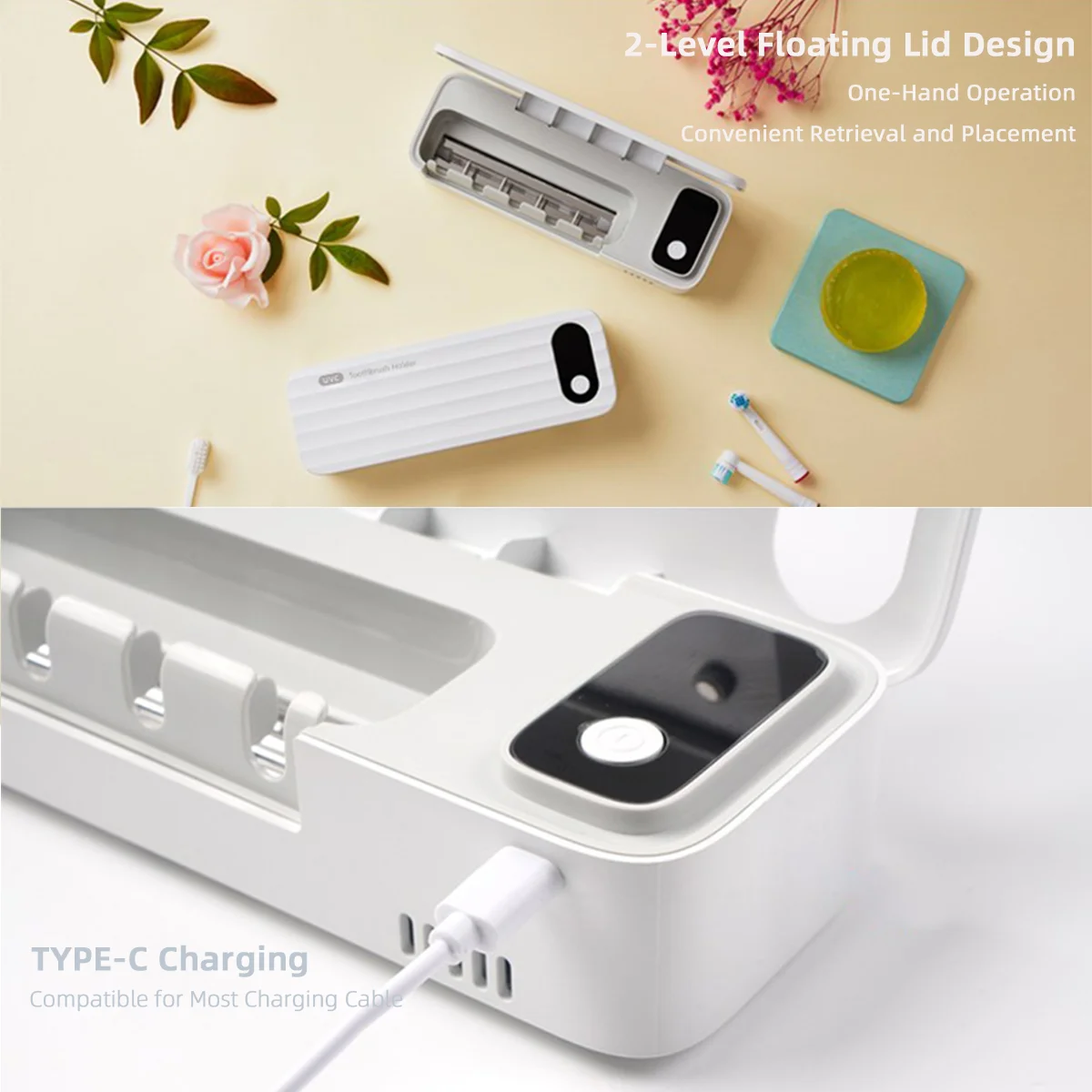 Hot Selling Rechargeable Toothbrush Storage Sterilizer Box UVC Light Toothbrush Sanitizer Holder  smart toothbrush sterilizer