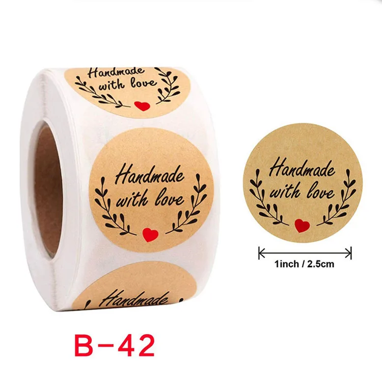 Round Self-adhensive Stickers Paper Brown Thank you Sticker Gift Merchandise decorative envelope Seal Sticker