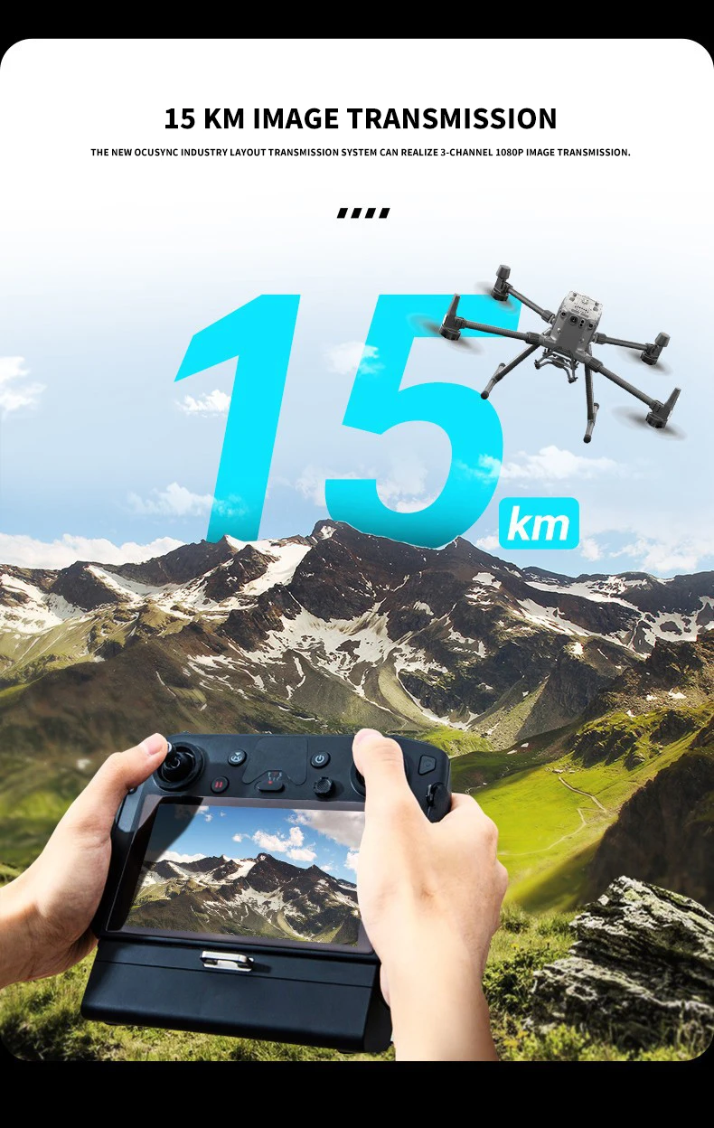 M300 RTK Enterprise drone 15km 1080p map transmission 55 min Max Flight Time IP45 Rating Hot-swappable Battery
