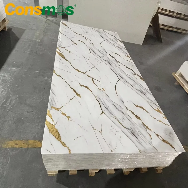 High Gloss UV Board Waterproof 3D Wall Panel PVC Marble Sheet for Decor