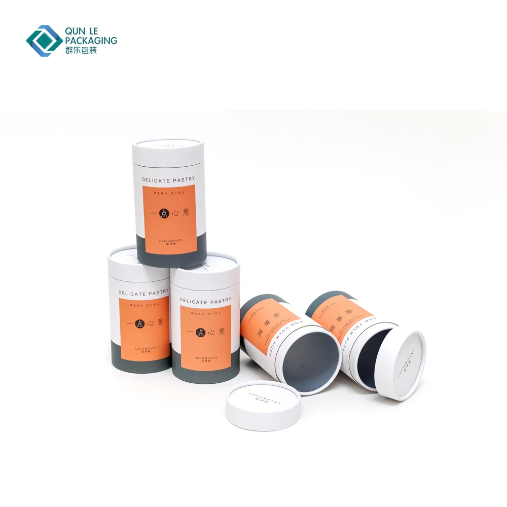 Fancy Cylinder Cardboard Cookies Packaging Boxes Paper Can