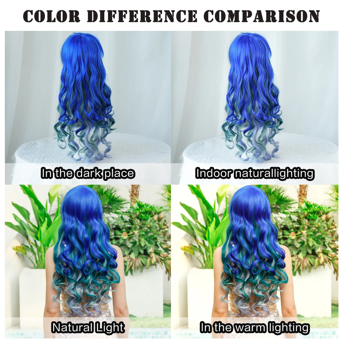 Long Wavy Costume Wigs Cosplay Little Mermaid Wig for Women Halloween Party Used Drag Queen Ariel Ombre Blue Purple Wig