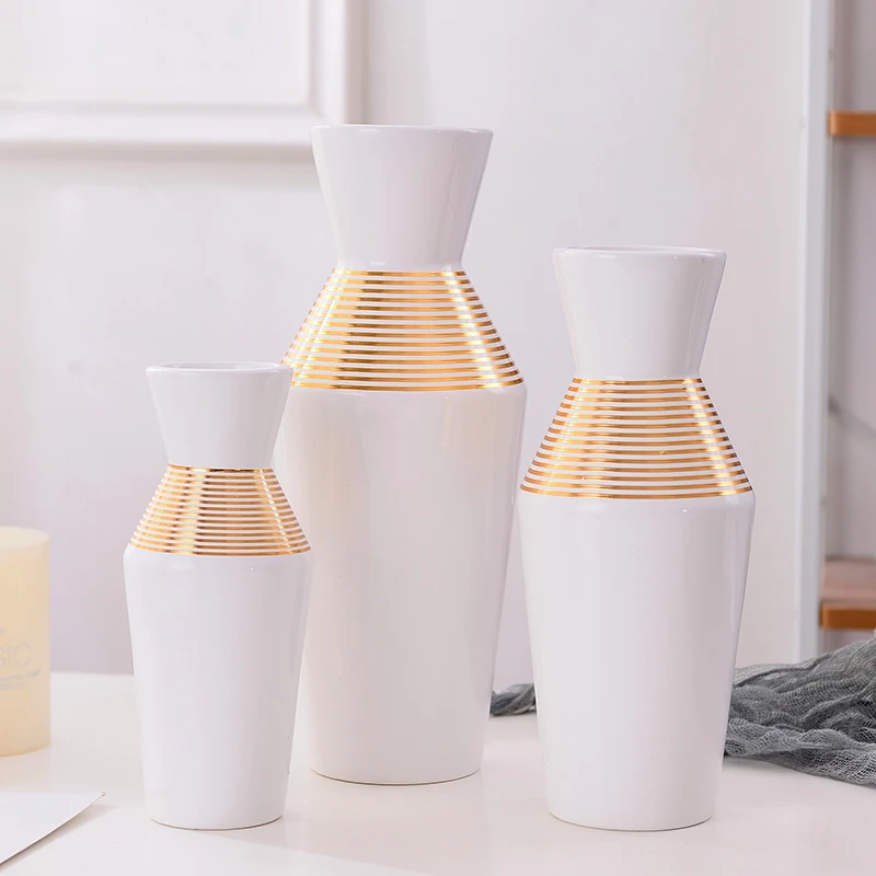 Hot sale european modern tabletop home decoration black and white ceramic & porcelain decor flower vase