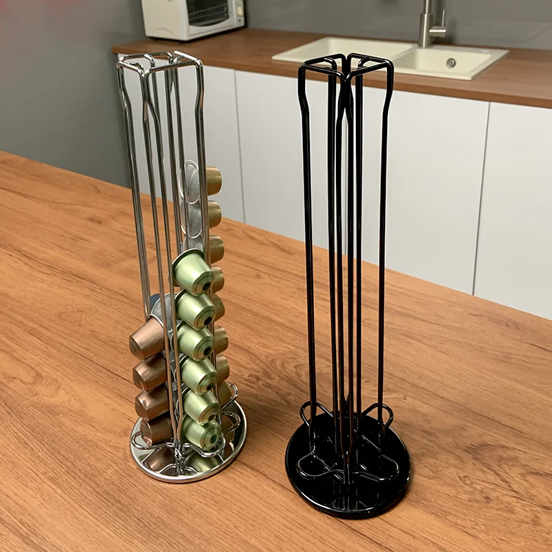 Modern Black Design Coffee Pod Storage Carousel Holder Organizer Home or Office Kitchen Counter Organizer