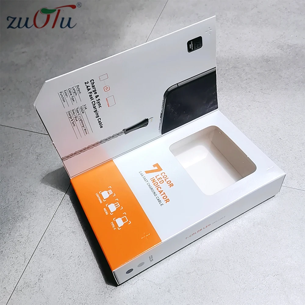 Oed/Odm Factory Wholesale Foldable Usb Cable Charge Packaging Box