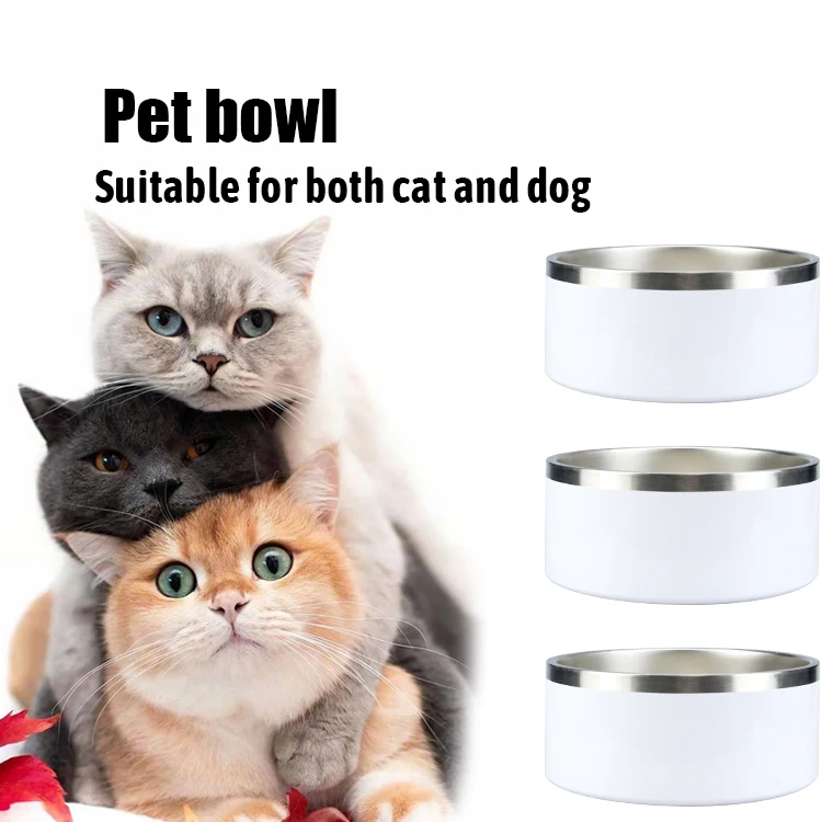 USA warehouse high quality double wall 32oz 64oz white blanks sublimation stainless steel dog bowl