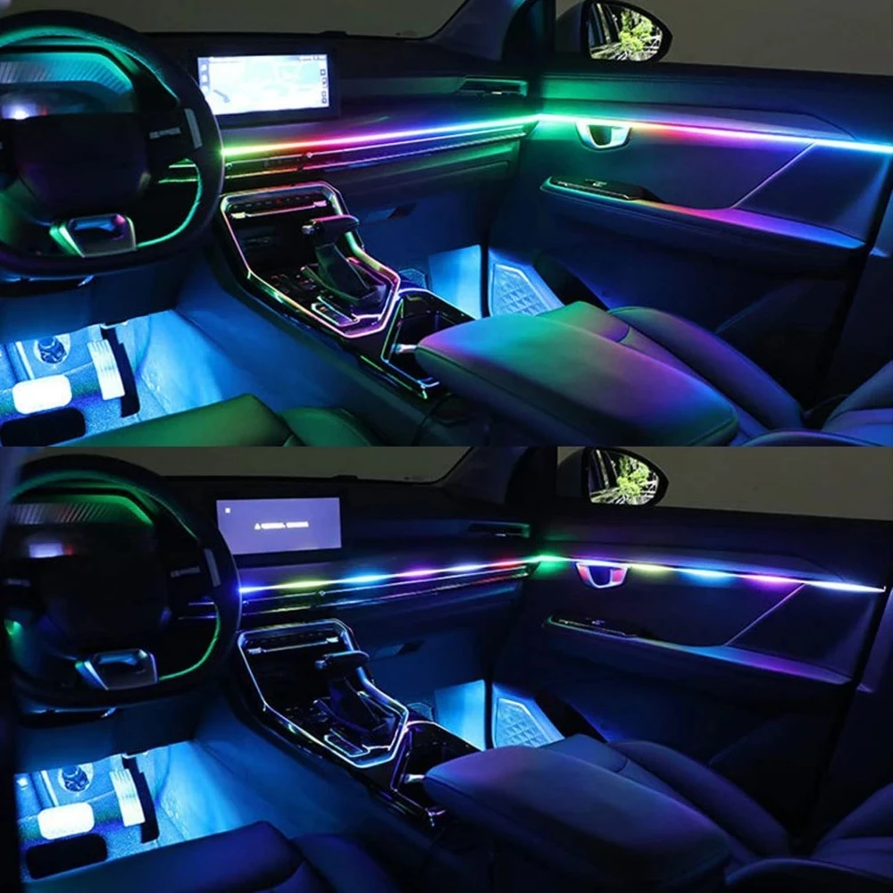 14 in 1 Symphony car Ambient lights RGB guide optic car decoration APP Voice Control light Interior Decorative Atmosphere Strip
