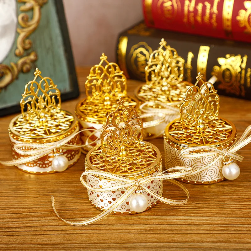 Luxury Creative Wedding Candy Boxes Retro Plastic Gold Candy Storage Exquisite Wedding Party Decoration