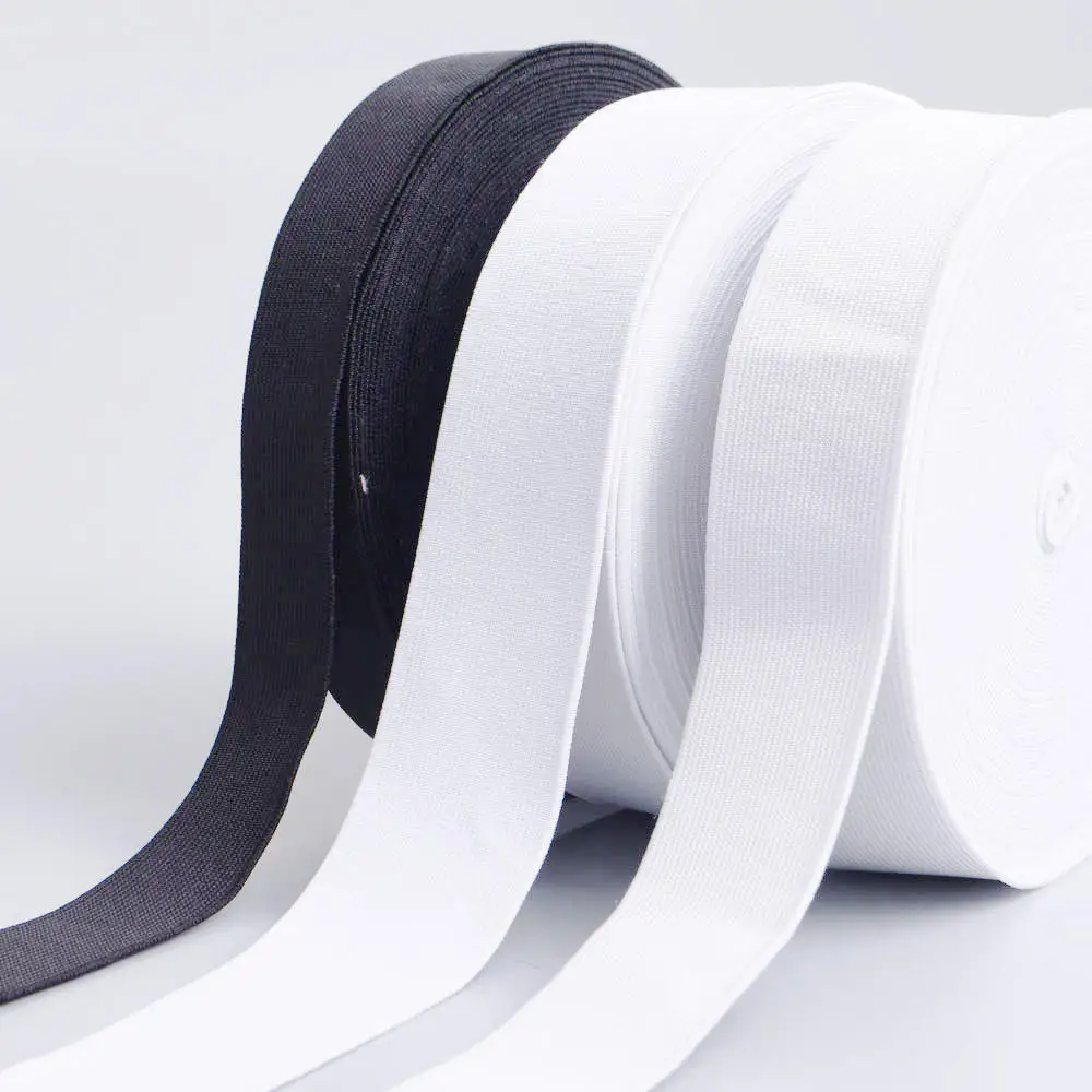 Wholesale Factory Elastic Tape Custom 2cm-10cm White And Black Woven Elastic Tape Elastic Band Webbing
