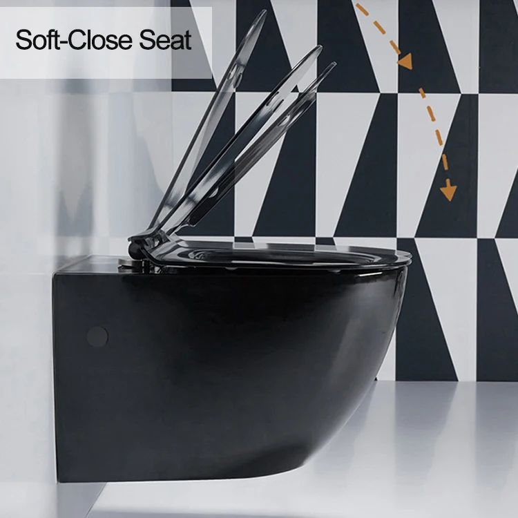 OVS cUPC North America Wholesale Wc Bathroom Washdown Water Closet Black New Design Square Wall Hung Toilet