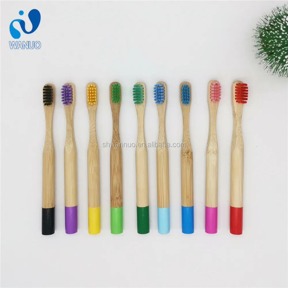 Wanuocraft, 100% биоразлагаемая, Экологически чистая, оптовая продажа, Пользовательский логотип, для взрослых, детей, для детей, круглая бамбуковая зубная щетка с древесным углем