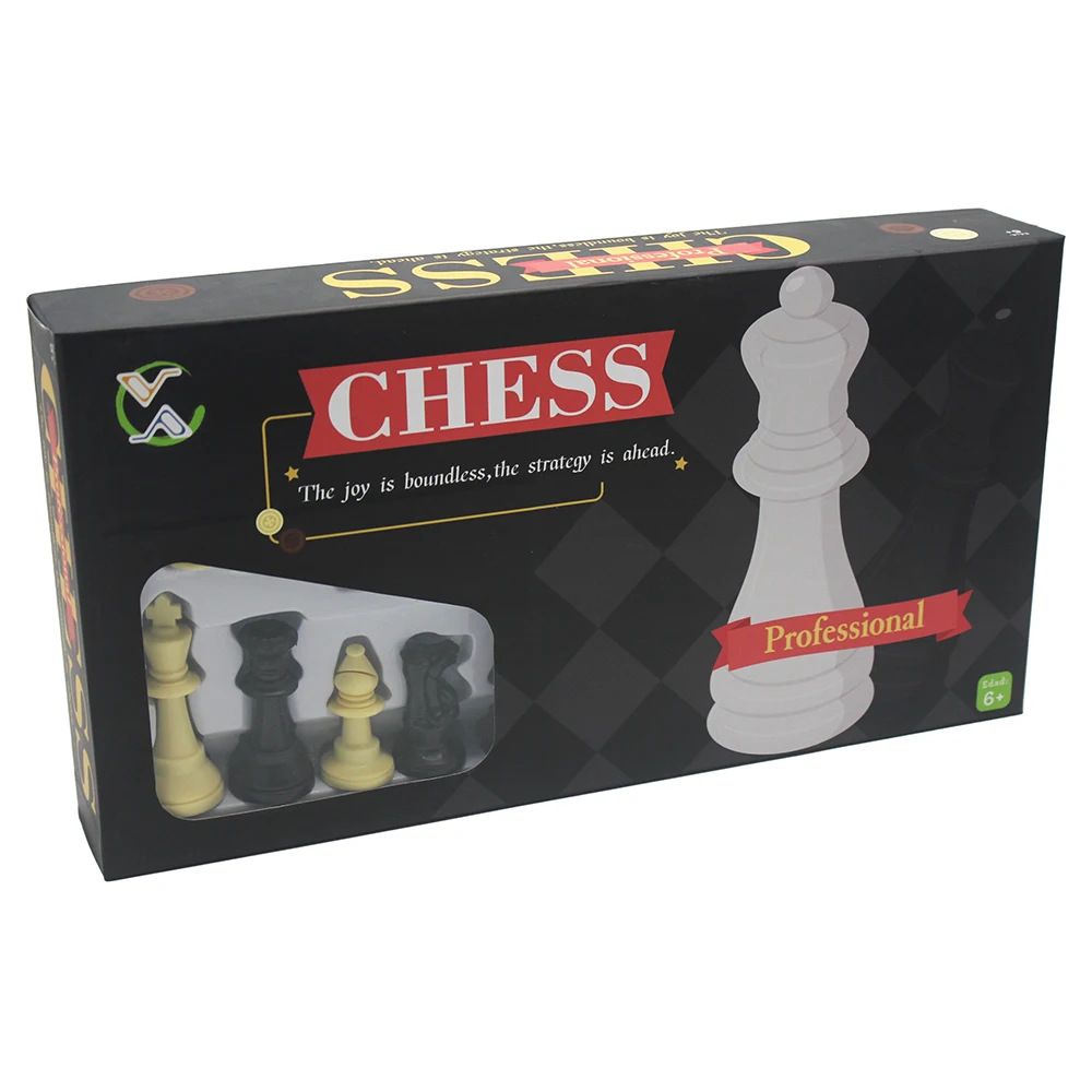 Ningbo Royal Premium Window Color Box  Custom Classic Folding Chess Board Game wIthPlastic Pawn and Cardboard chessboard