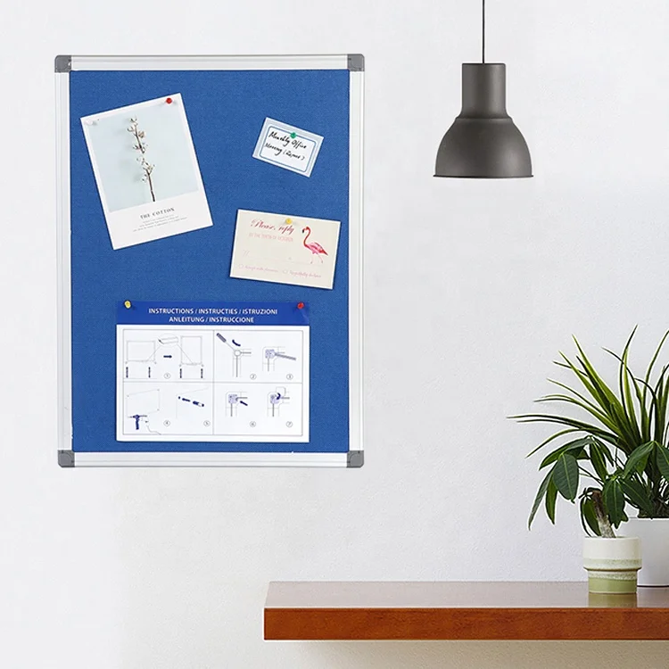 Wall hanging school classroom office bulletin board pin board aluminum frame felt fabric message notice board