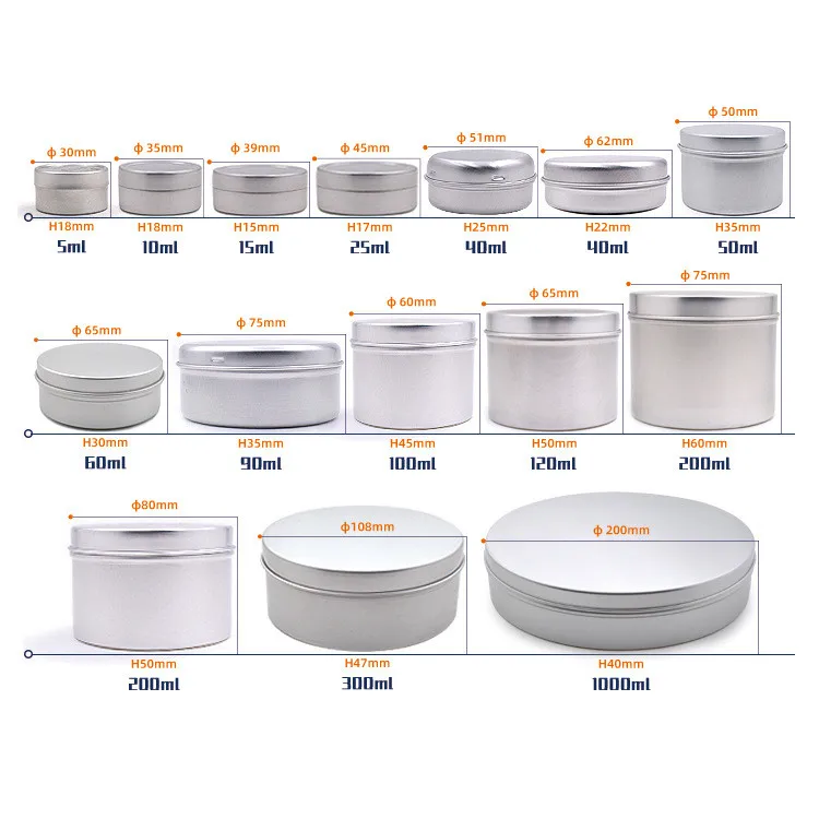 80g Hair Wax and Hair Clay Aluminium Box Round Scented Candle Tin Food Grade Threaded Small Metal Tin Box Packaging 15ml 30ml