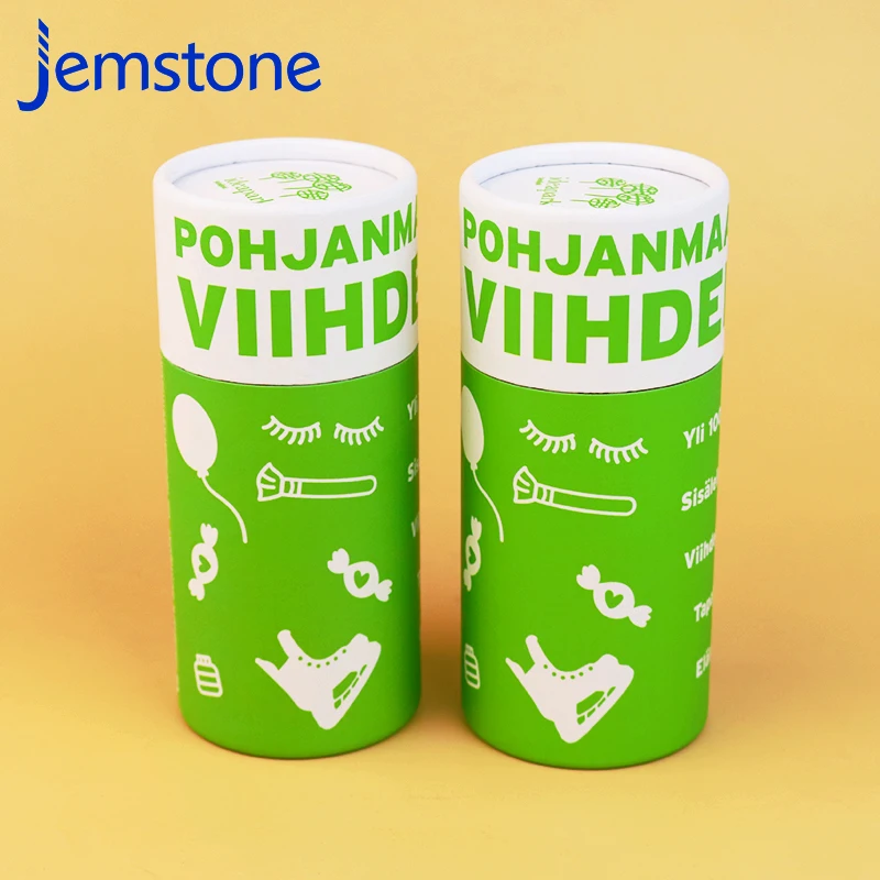 Custom Lamp Cardboard Paper Tube LED Light Green Box with Stamping Embossing Glossy Lamination Gold Foil Matt Lamination